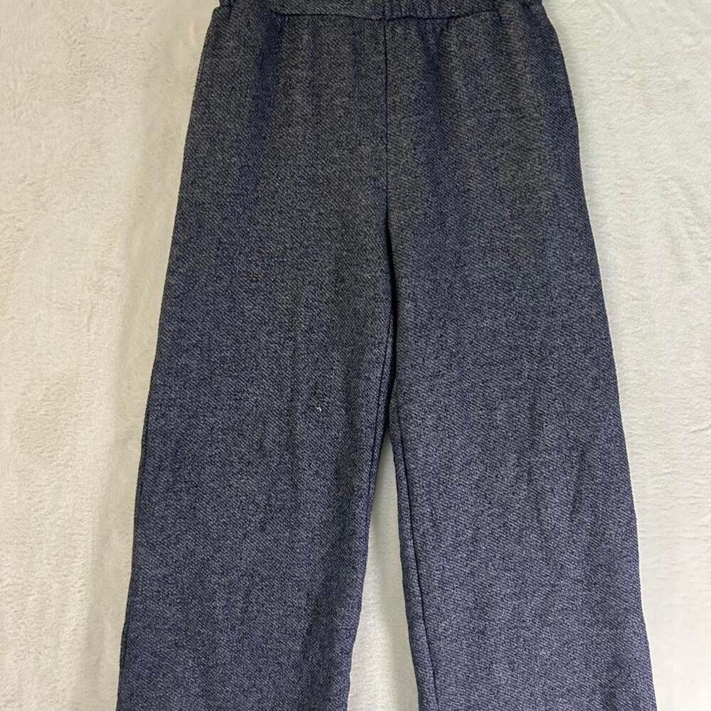 Sol Angeles Womens Wide Leg Knit Pants Navy Blue Marled Elastic Waist Size S